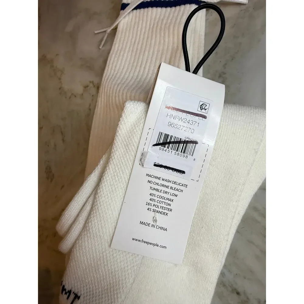 FP Movement Free People Knee High Sporty Boyfriend Tube Socks White